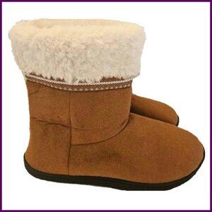 Microsuede Boot Slippers Size 9.5-10 X-Large Cozy Faux Fur Lined